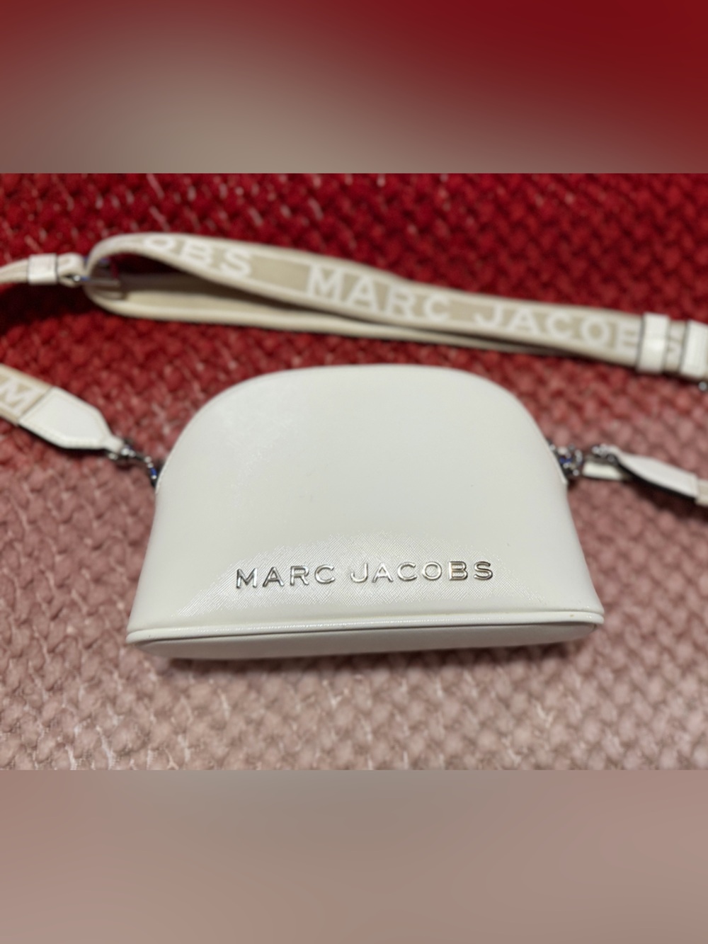 Marc Jacobs Cream Leather Crossbody with Branded Webbing Strap